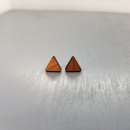 Triangle Wood Earrings - Wood Stud Earrings