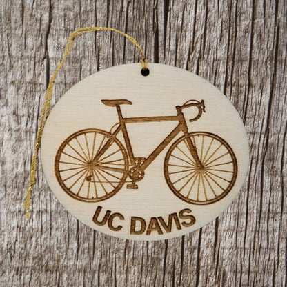 UC Davis Wood Ornament - Mens Bike or Bicycle - Handmade - 15031