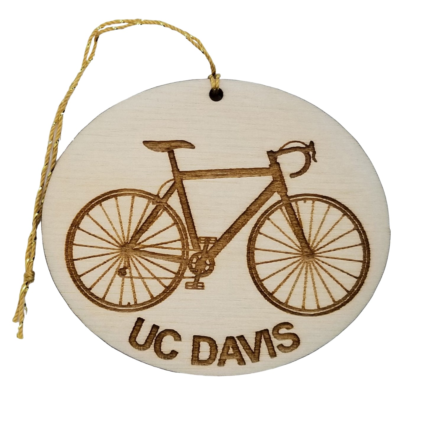 UC Davis Wood Ornament - Mens Bike or Bicycle - Handmade - 15031