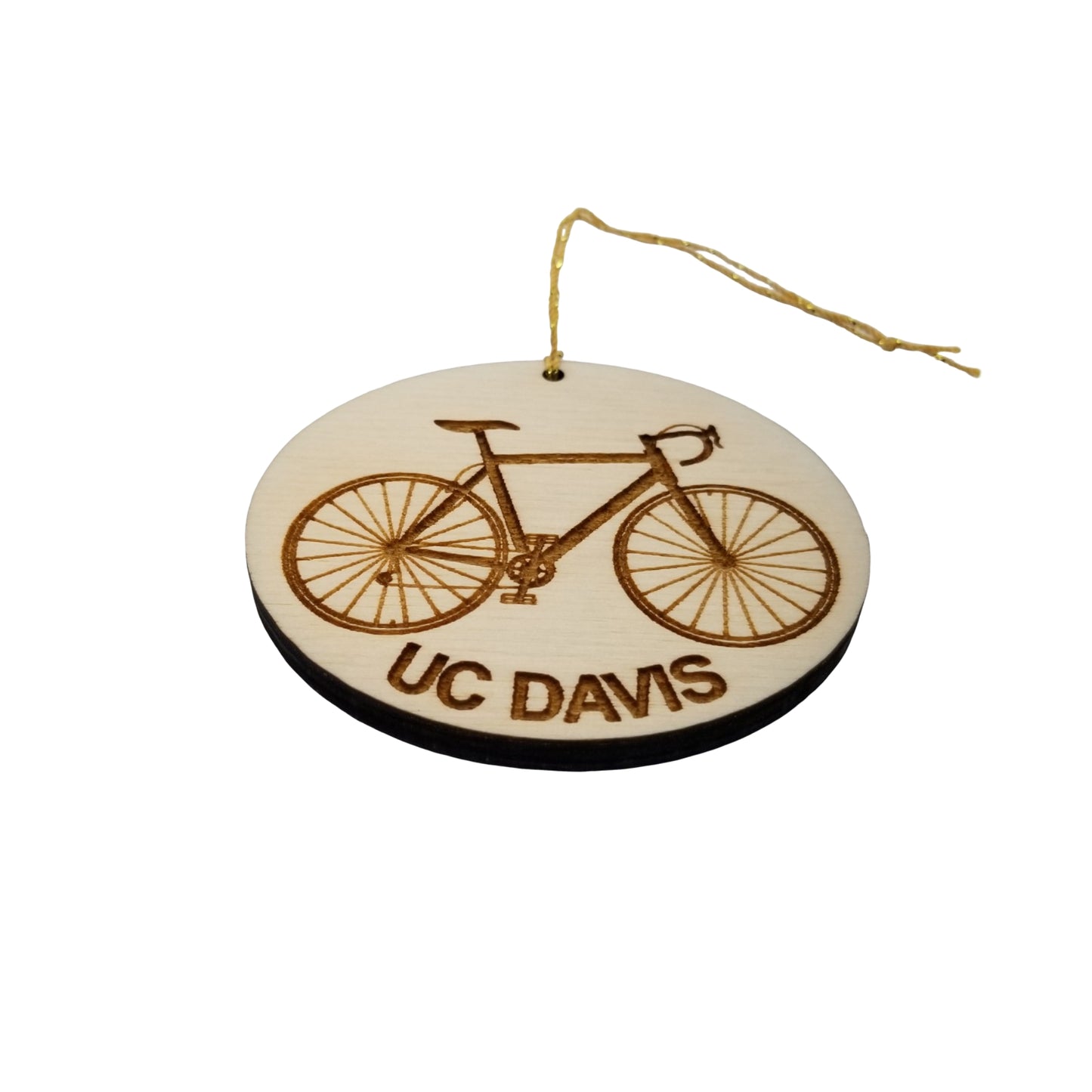 UC Davis Wood Ornament - Mens Bike or Bicycle - Handmade - 15031