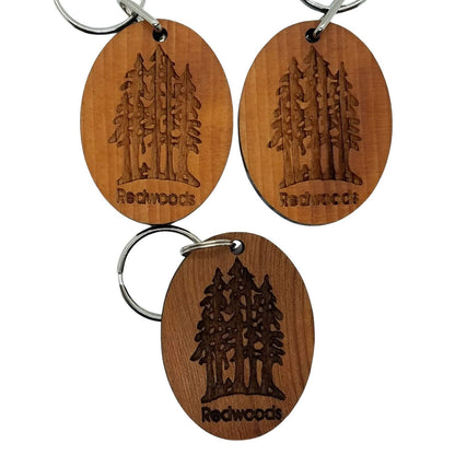 Yosemite National Park Redwood Trees Grove Wood Keychain California Souvenir Travel Gift - Wood Gift Key Chain Key Tag Key Ring - KC-8011