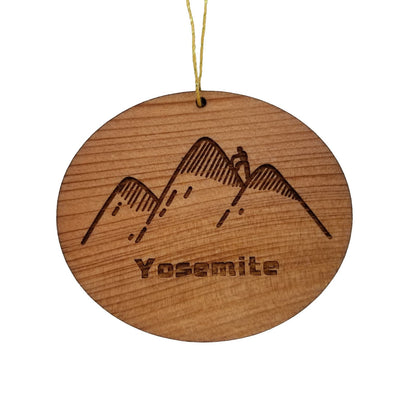 Yosemite National Park Hiking Ornament Handmade Wood Souvenir Made in USA Travel Gift 3" Christmas Memento - 15188