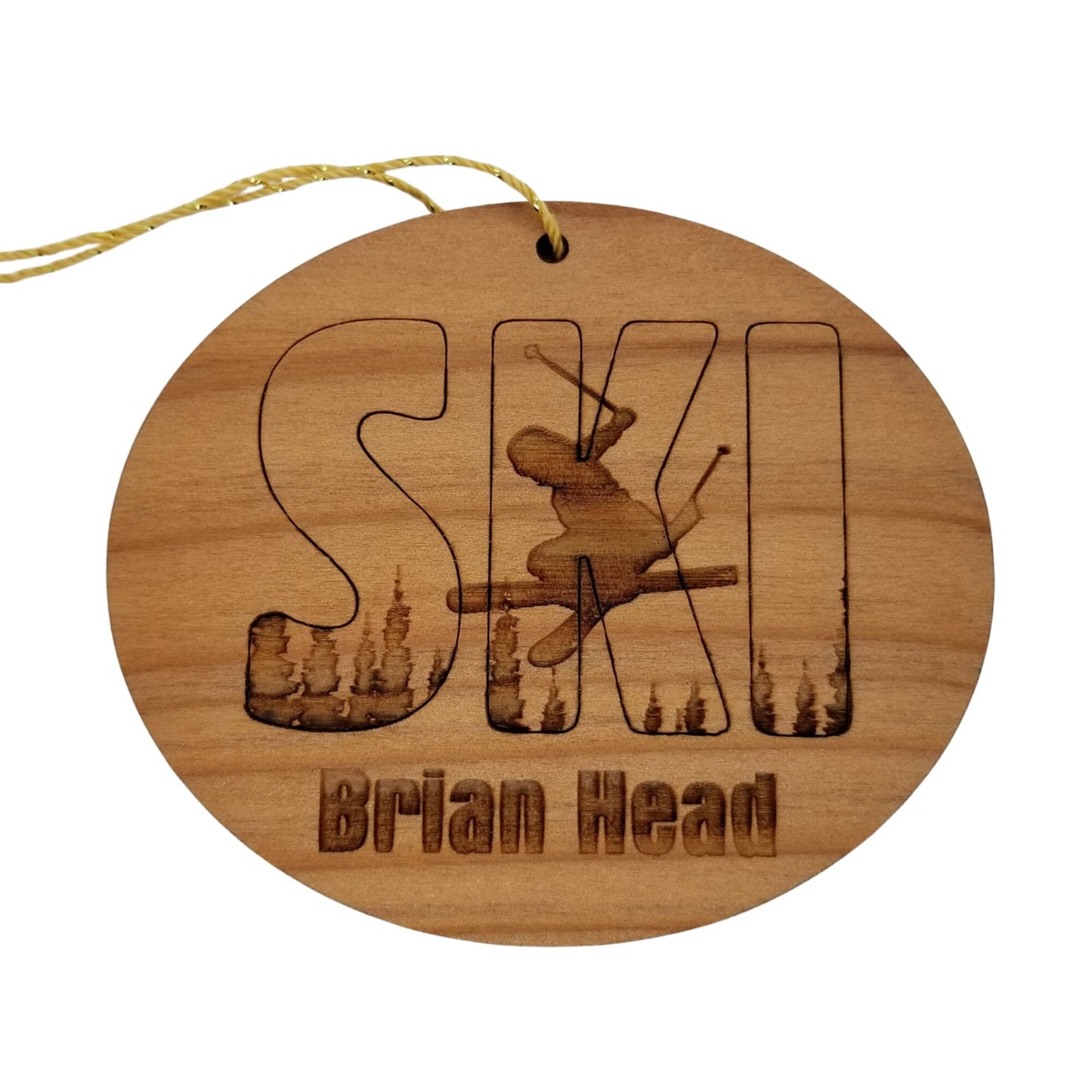 Brian Head Utah Ski Ornament - Handmade Wood Ornament - UT Souvenir - Skiing - 15357