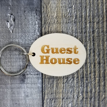 Guest House Wood Keychain Key Ring Keychain Gift - Key Tag  Key Fob - Guest House Text  KC8136
