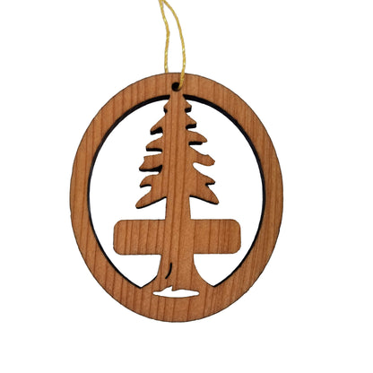 California Redwoods Ornament Handmade Wood Souvenir Made in USA Travel Gift 3" Tree With Sign - 15189