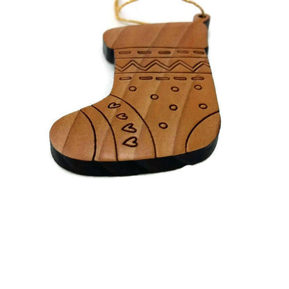 Heart Stocking Christmas Ornament Handmade Wood - 1063L