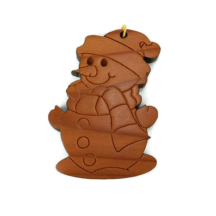 Snowman Christmas Ornament Handmade Wood - 1060L