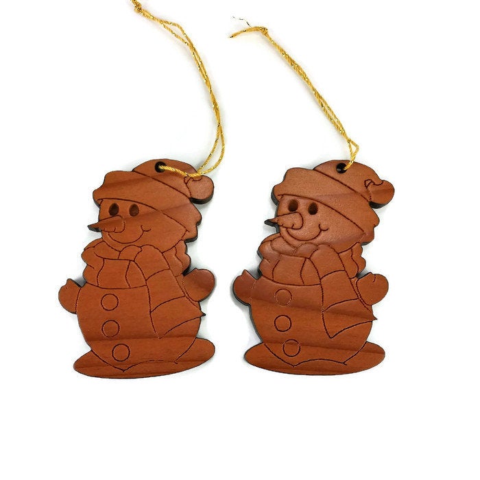 Snowman Christmas Ornament Handmade Wood - 1060L
