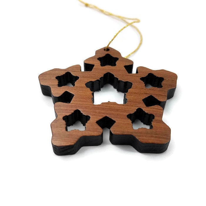 Handmade Wood Snowflake Christmas Ornament Made in USA -1061