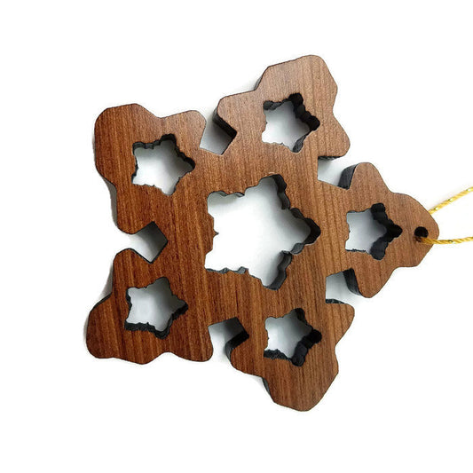 Handmade Wood Snowflake Christmas Ornament Made in USA -1061