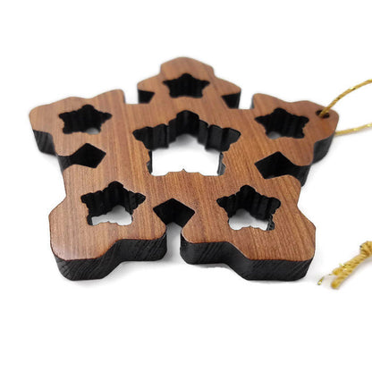 Handmade Wood Snowflake Christmas Ornament Made in USA -1061