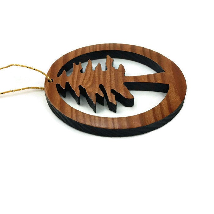 Wood Christmas Ornament Redwood Tree -15003