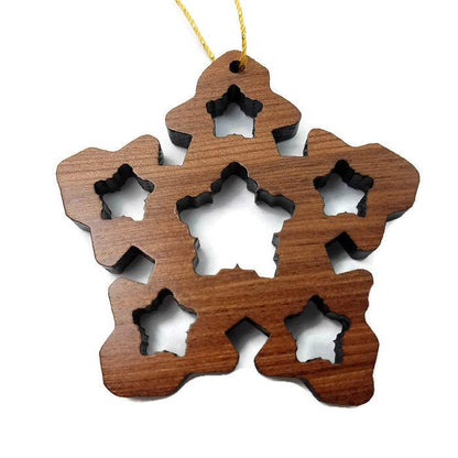 Handmade Wood Snowflake Christmas Ornament Made in USA -1061