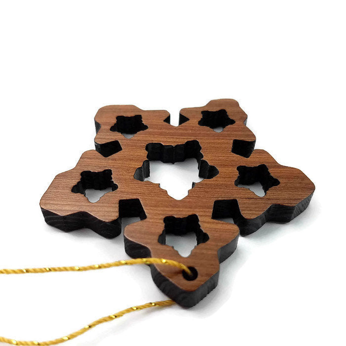 Handmade Wood Snowflake Christmas Ornament Made in USA -1061