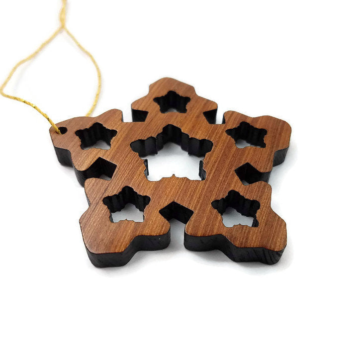 Handmade Wood Snowflake Christmas Ornament Made in USA -1061