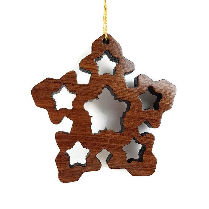 Handmade Wood Snowflake Christmas Ornament Made in USA -1061