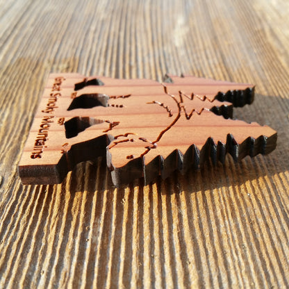 Great Smoky Mountains Bear and Trees Wood Refrigerator Magnet Made in USA Handmade Souvenir