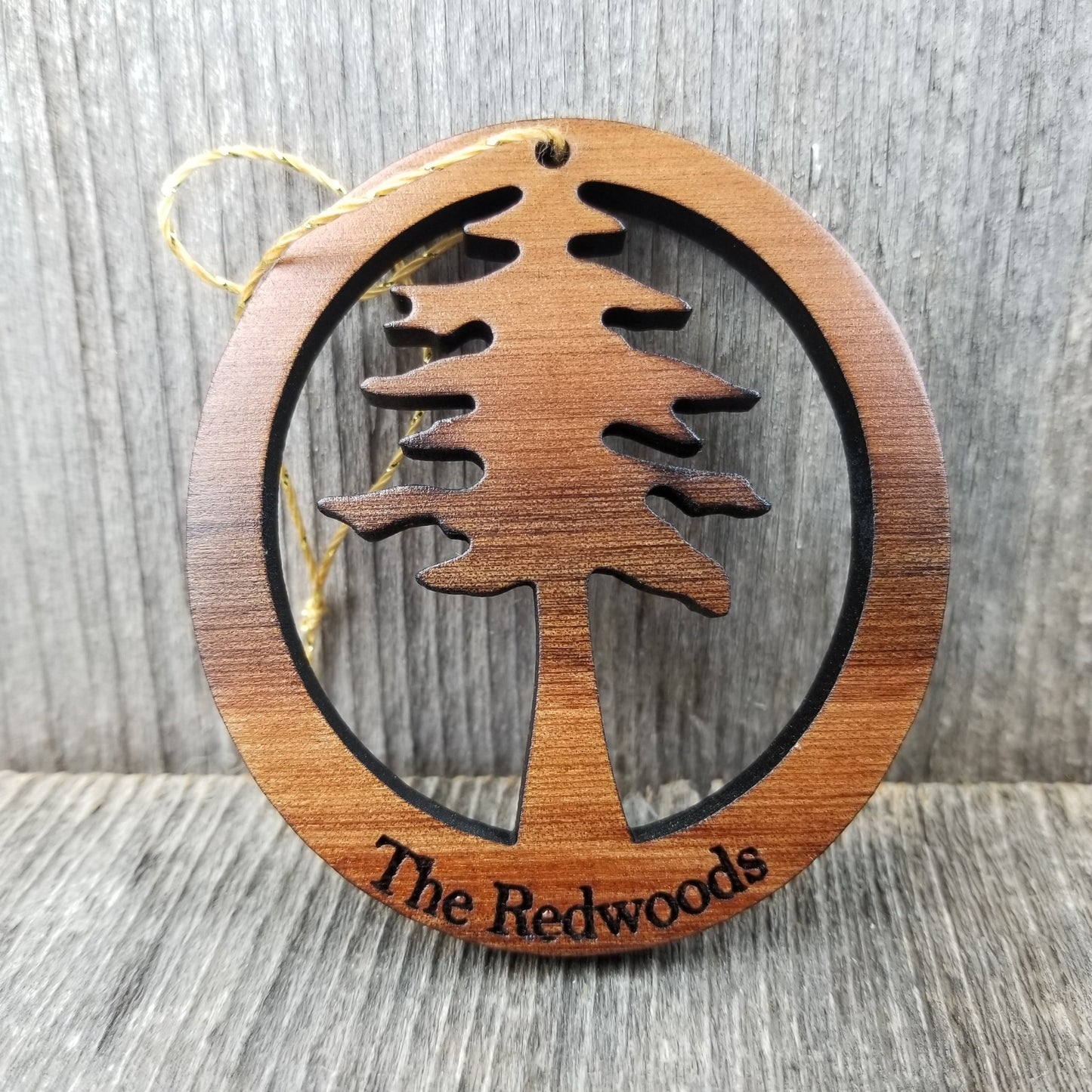 Redwood Tree The Redwoods Wood Christmas Ornament California Redwoods Handmade in USA - 15004