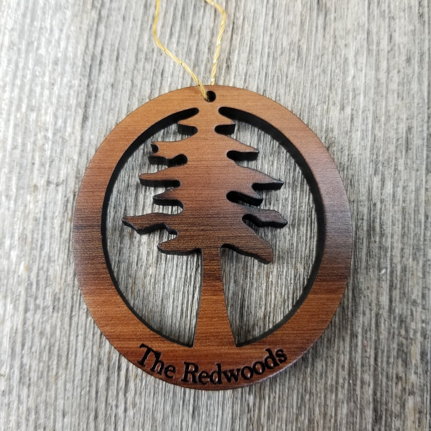 Redwood Tree The Redwoods Wood Christmas Ornament California Redwoods Handmade in USA - 15004
